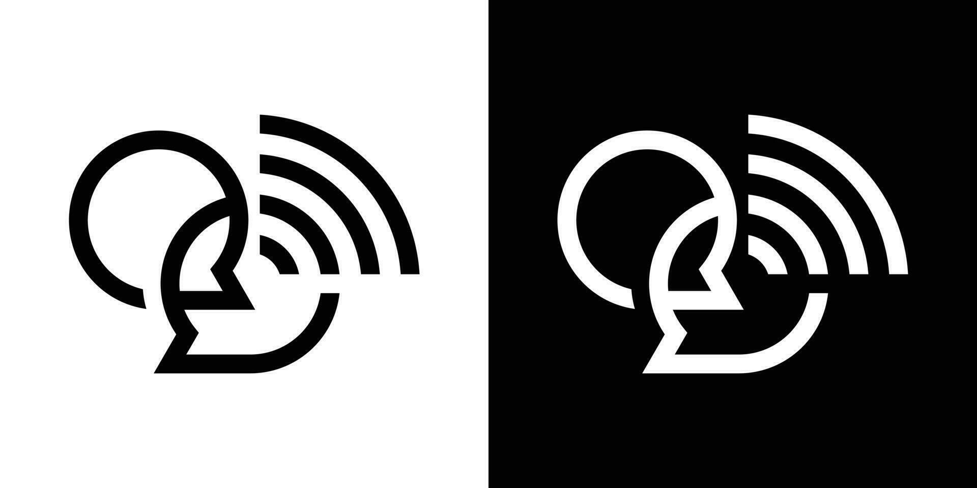 toespraak ballon en draadloze signaal ontwerp logo icoon vector illustratie