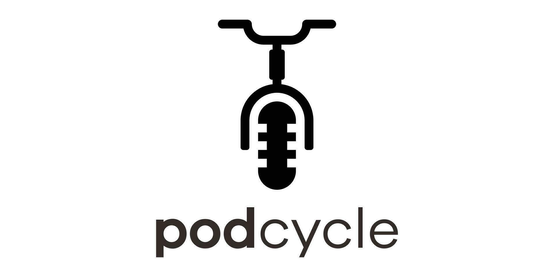 logo ontwerp fiets en podcast icoon vector illustratie