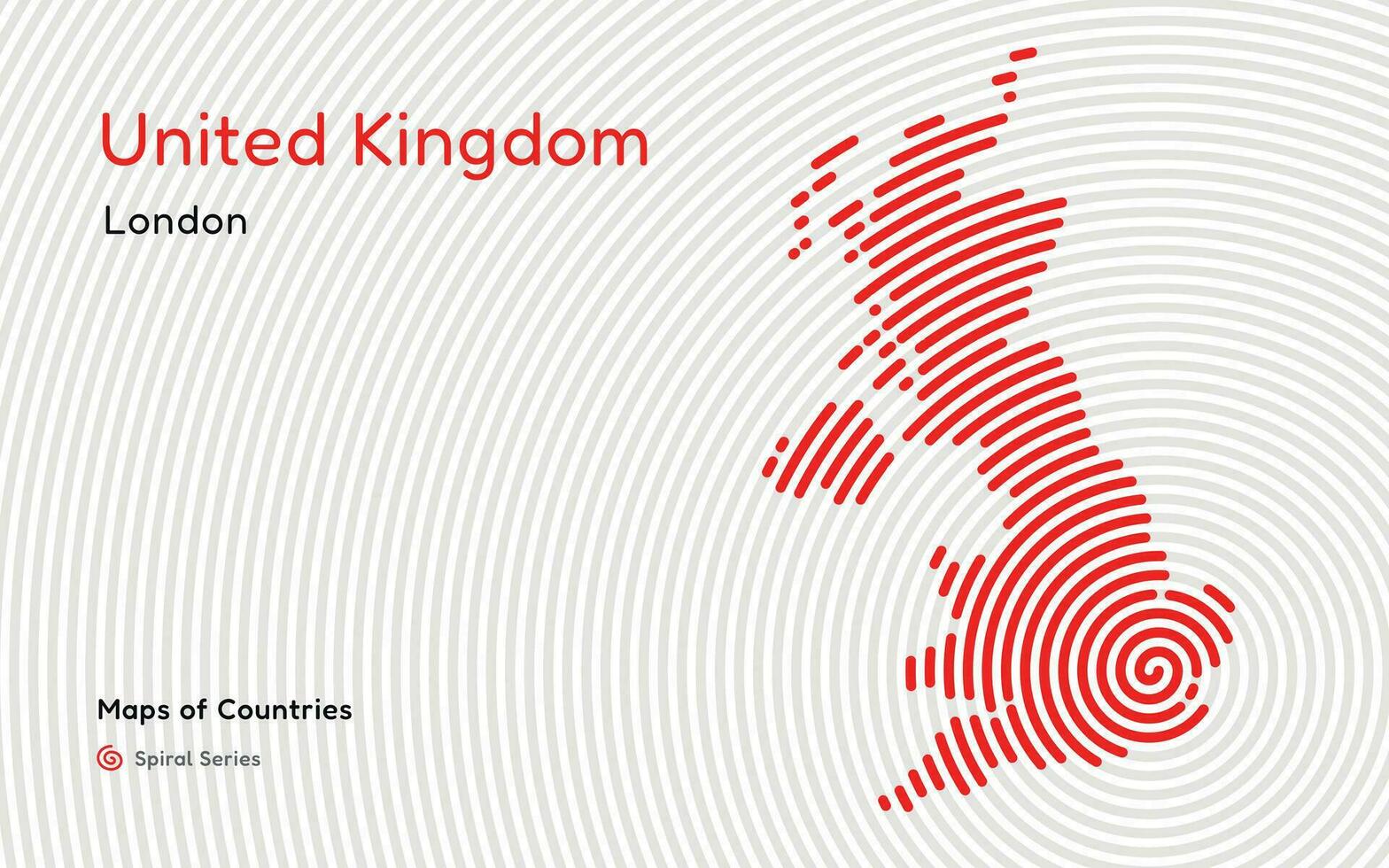 de Verenigde koninkrijk is getoond in een rood cirkel patroon. spiraal vingerafdruk patroon vector
