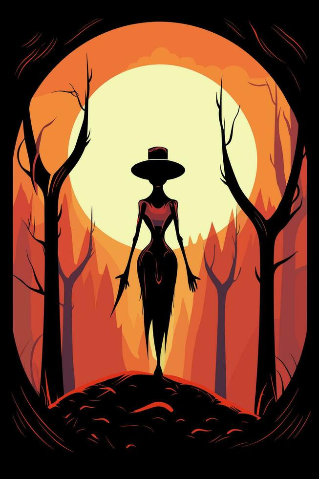 halloween vlak vector illustratie groet kaart ontwerp