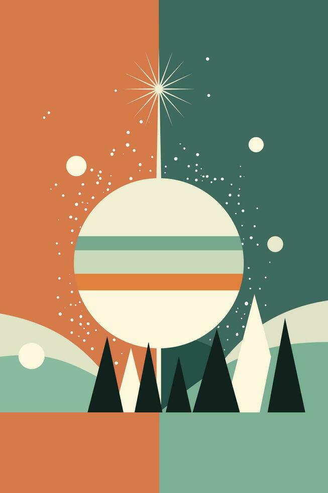 Kerstmis winter wonderland vlak vector groet kaart illustratie