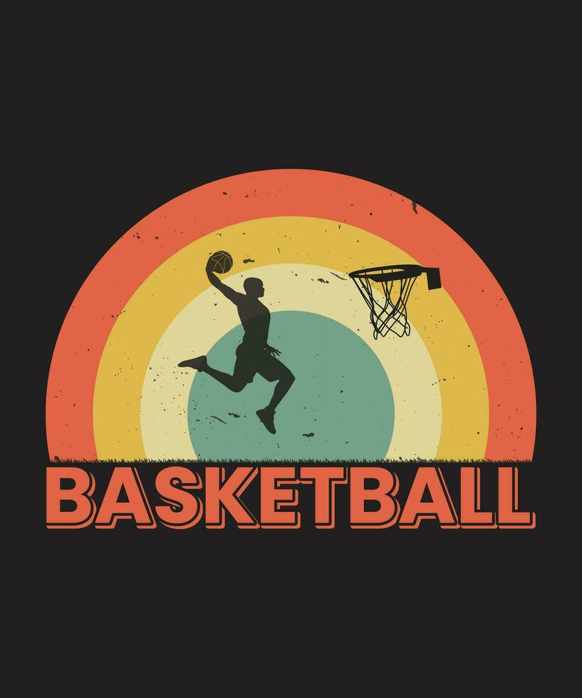 basketbal t-shirt ontwerp vector. gebruik voor t-shirt, mokken, stickers, kaarten, enz. vector