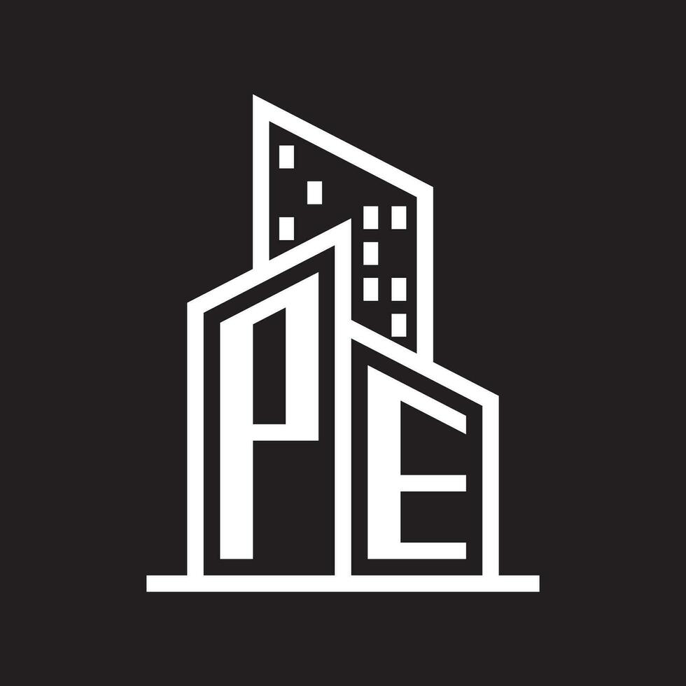 pe echt landgoed logo ontwerp met gebouw stijl , logo voorraad vector