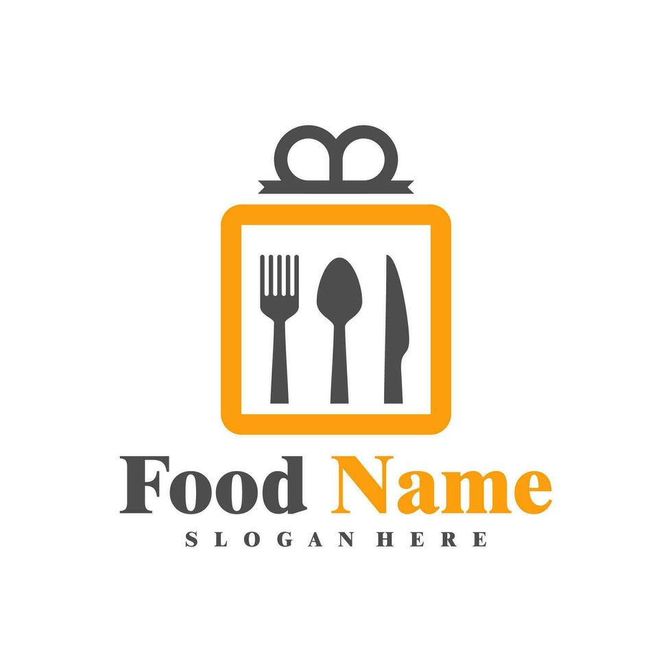 voedsel geschenk logo ontwerp vector. geschenk voedsel logo ontwerp sjabloon illustratie vector