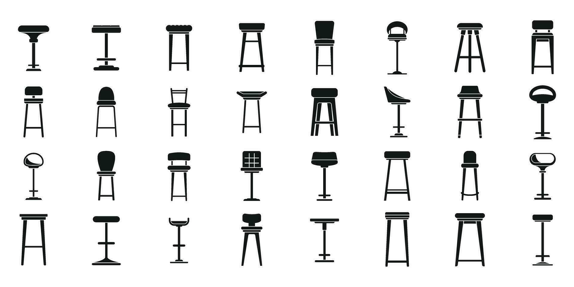 bar stoel pictogrammen reeks gemakkelijk vector. stoel club vector