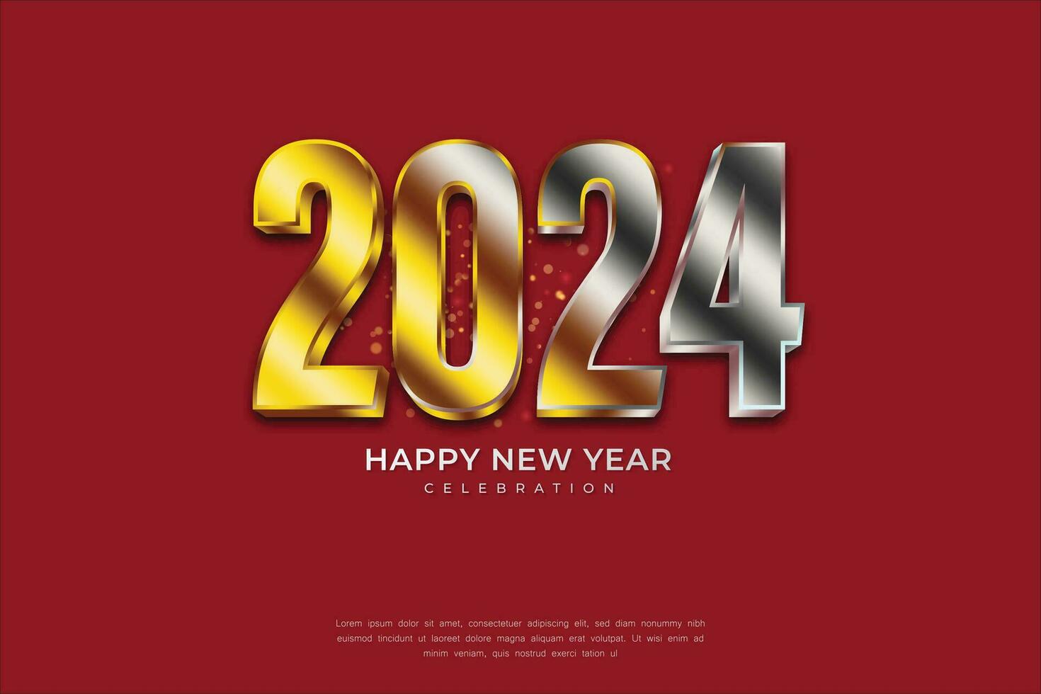 gelukkig nieuw jaar 3d 2024. gouden en zilver stijl getallen Aan elegant rood elegant achtergrond vector