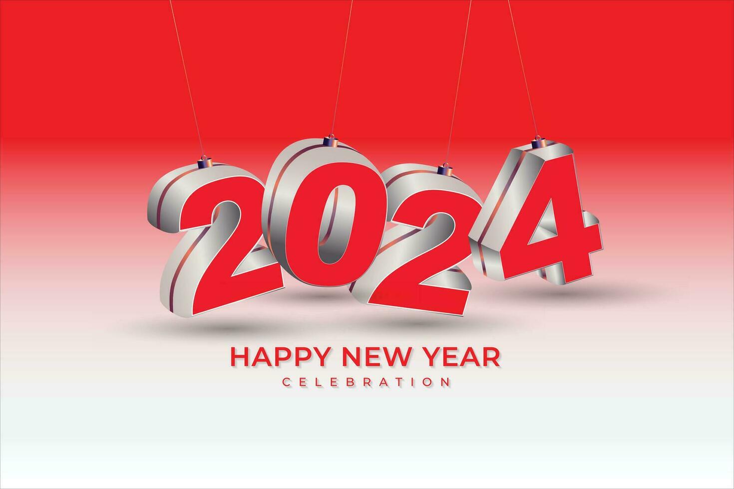 gelukkig nieuw jaar 2024 plein sjabloon met 3d hangende nummer. groet concept voor 2024 nieuw jaar viering vector