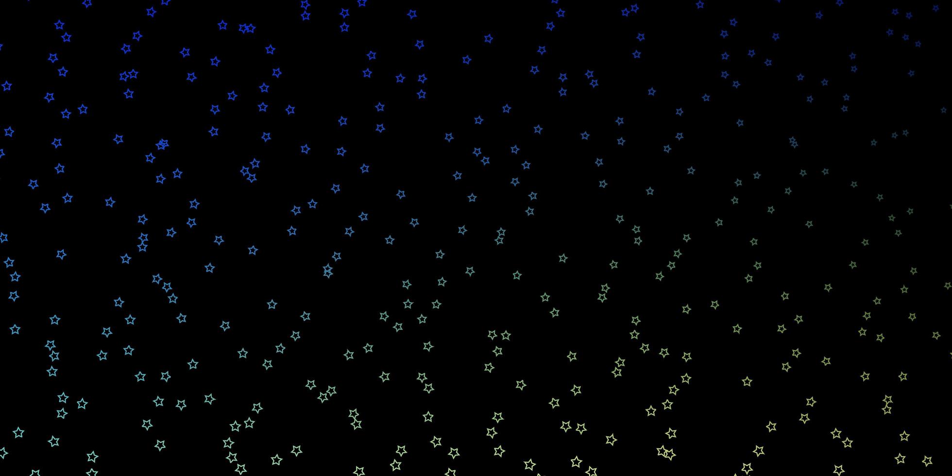 donkerblauwe, groene vectorachtergrond met kleine en grote sterren. vector