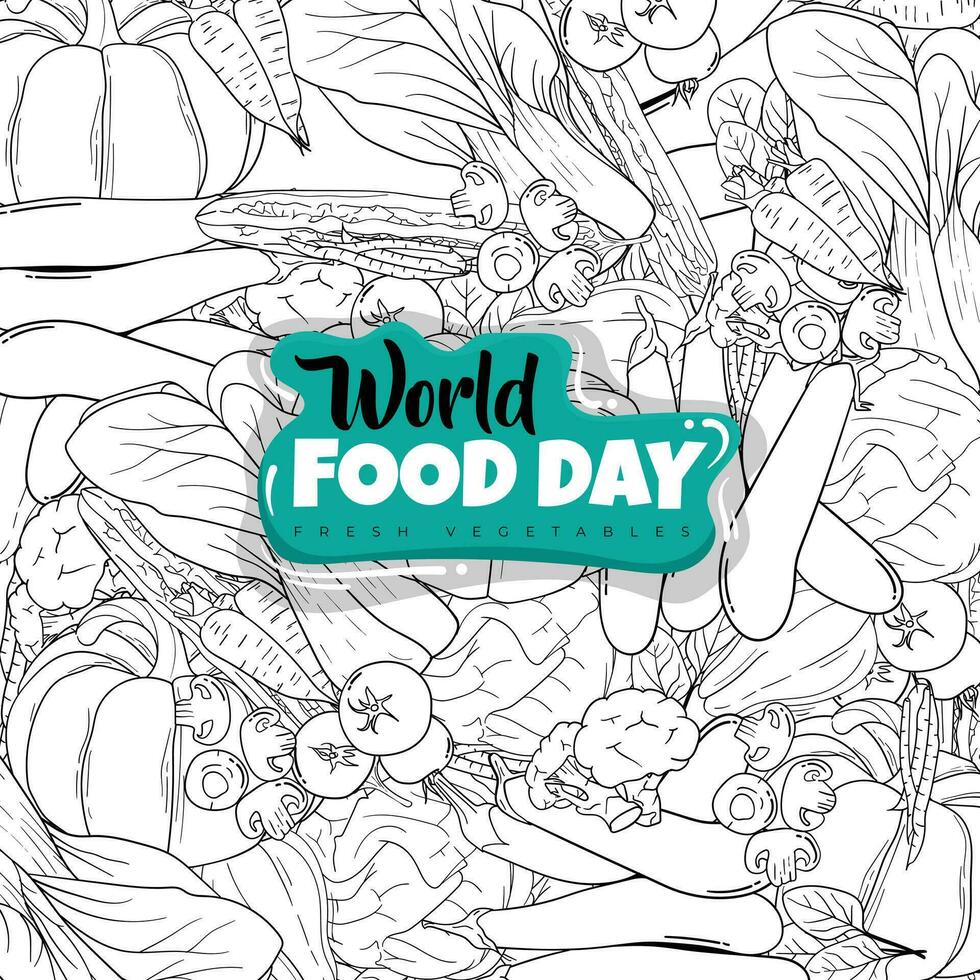 wit achtergrond van groenten hand- getrokken ontwerp voor wereld voedsel dag campagne vector