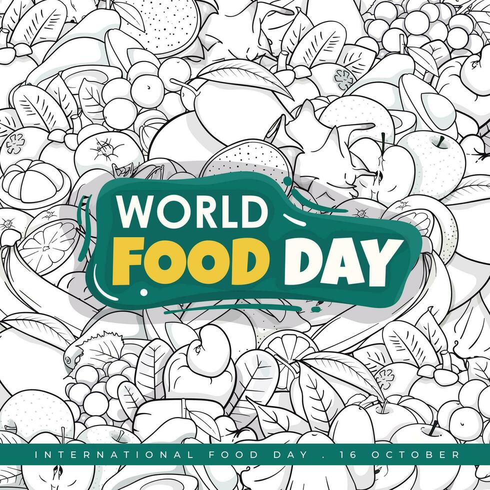 fruit in hand- getrokken tekening kunst achtergrond ontwerp voor wereld voedsel dag campagne vector