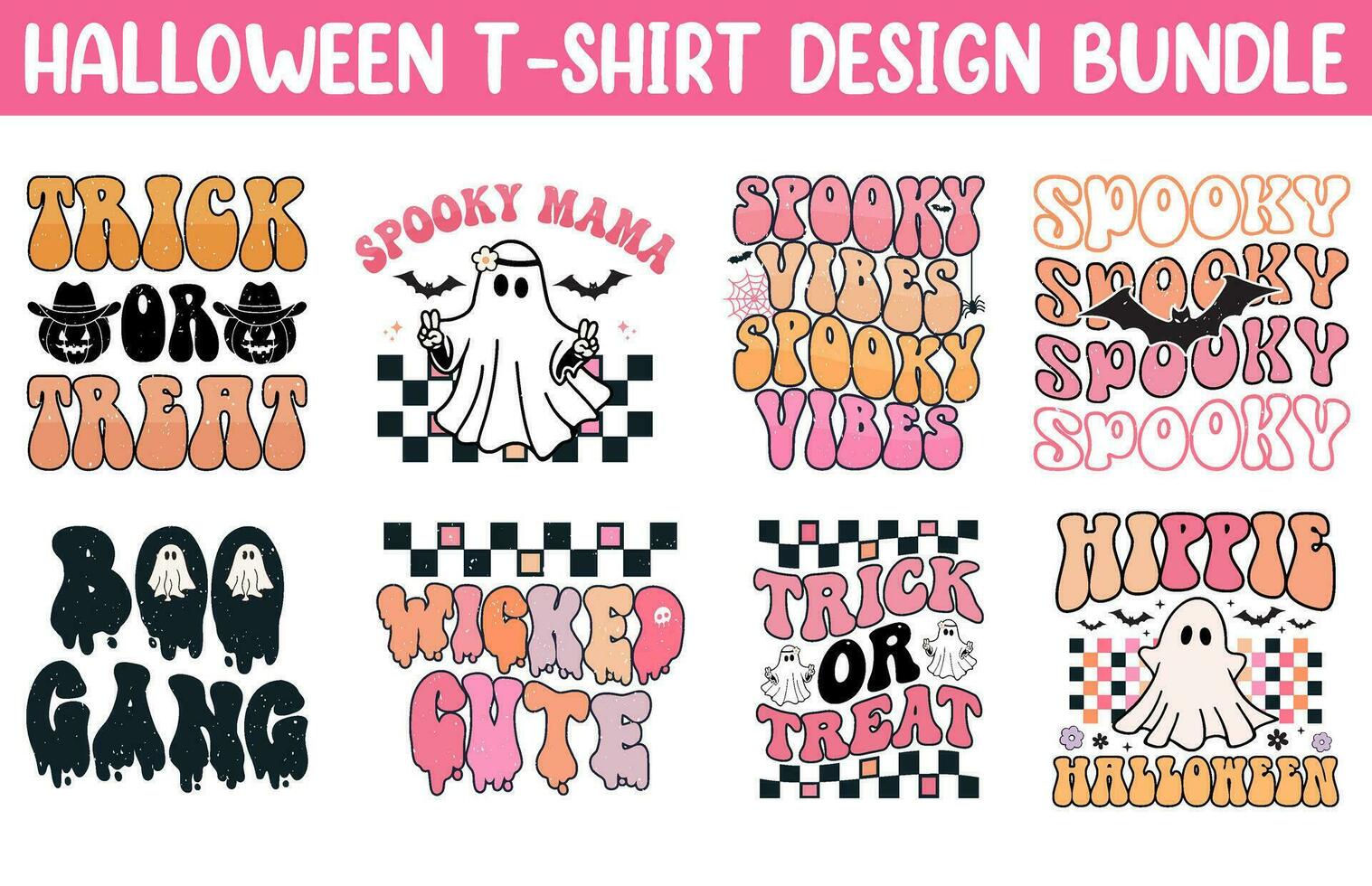 schattig halloween t overhemd vector bundel, halloween t overhemd ontwerp set, gelukkig halloween t overhemd vector verzameling, modieus halloween t overhemden illustratie
