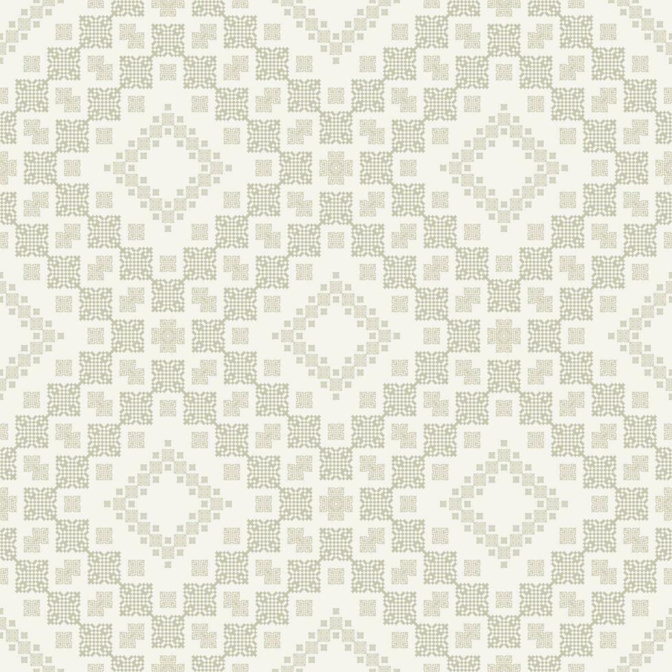 room grijs kleur Palestijn borduurwerk meetkundig patroon. etnisch meetkundig plein vorm naadloos patroon pixel kunst stijl. etnisch borduurwerk patroon gebruik voor textiel, huis decoratie elementen. vector