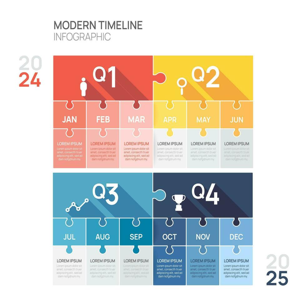 bedrijf weg kaart tijdlijn infographic decoupeerzaag sjabloon. modern mijlpaal element tijdlijn diagram kalender en 4 kwartaal onderwerpen, kan worden gebruikt voor vector infografieken,