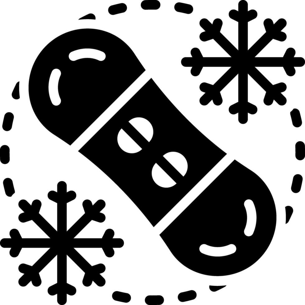 solide icoon voor snowboard vector
