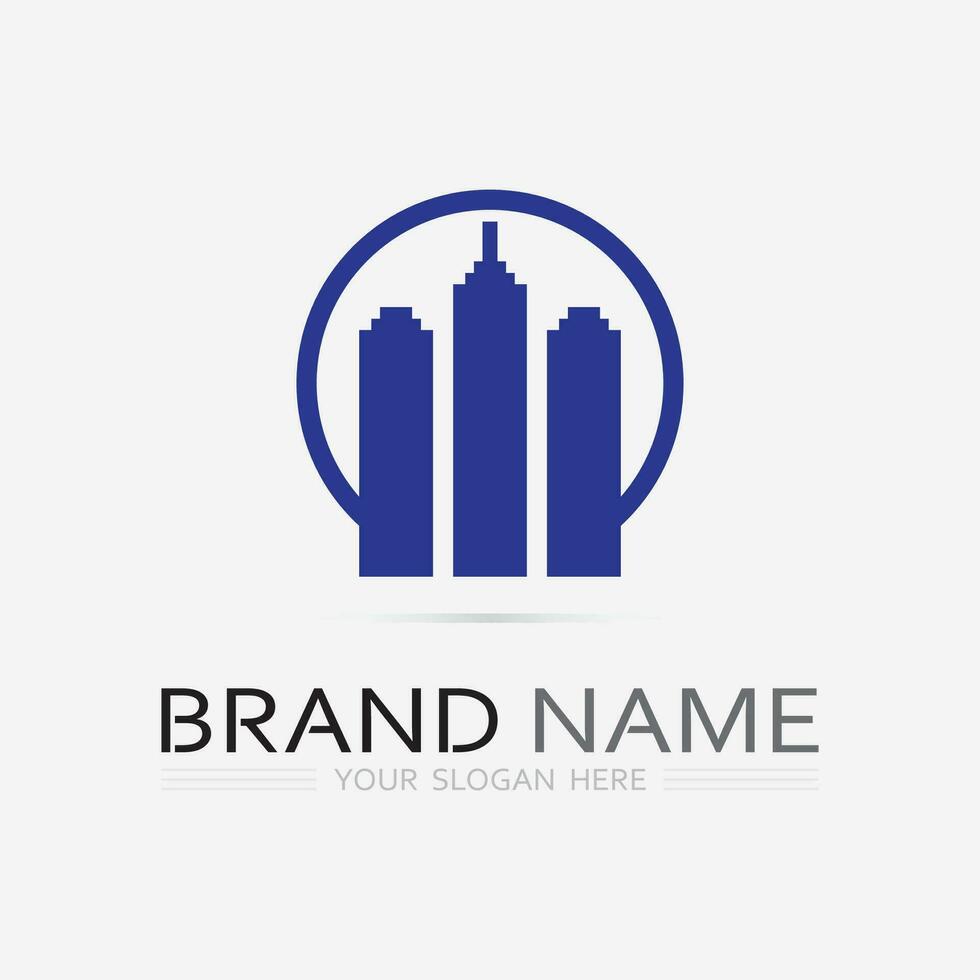 gebouw logo vector illustratie ontwerp, echt landgoed logo sjabloon, logo symbool icoon