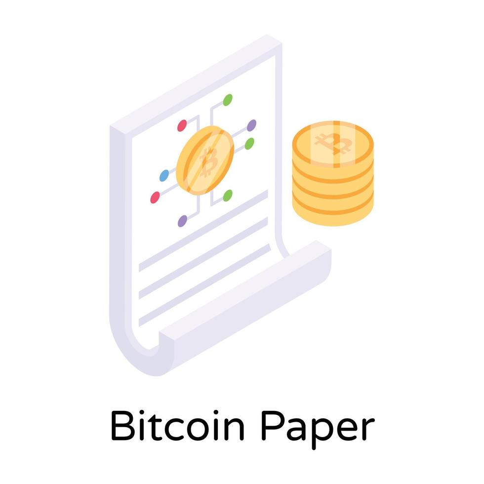 bitcoin papier en document vector