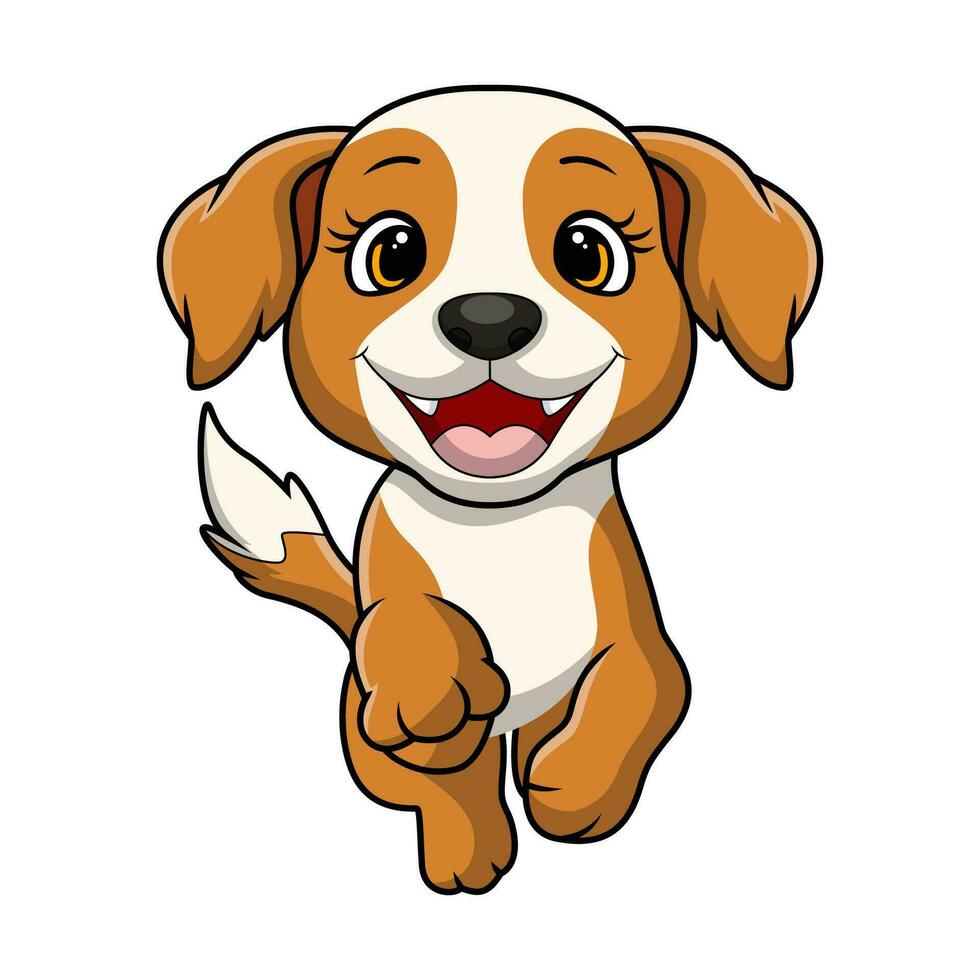 schattig weinig hond tekenfilm rennen vector