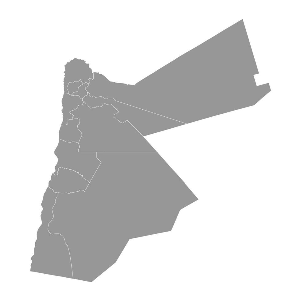 Jordanië kaart met administratief divisies. vector