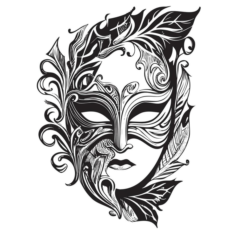 carnaval masker hand- getrokken schetsen in tekening stijl illustratie Venetië festival vector