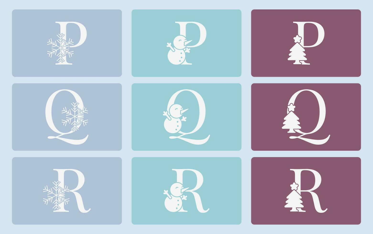 brief p q r minimalistische schattig winter typografie vector