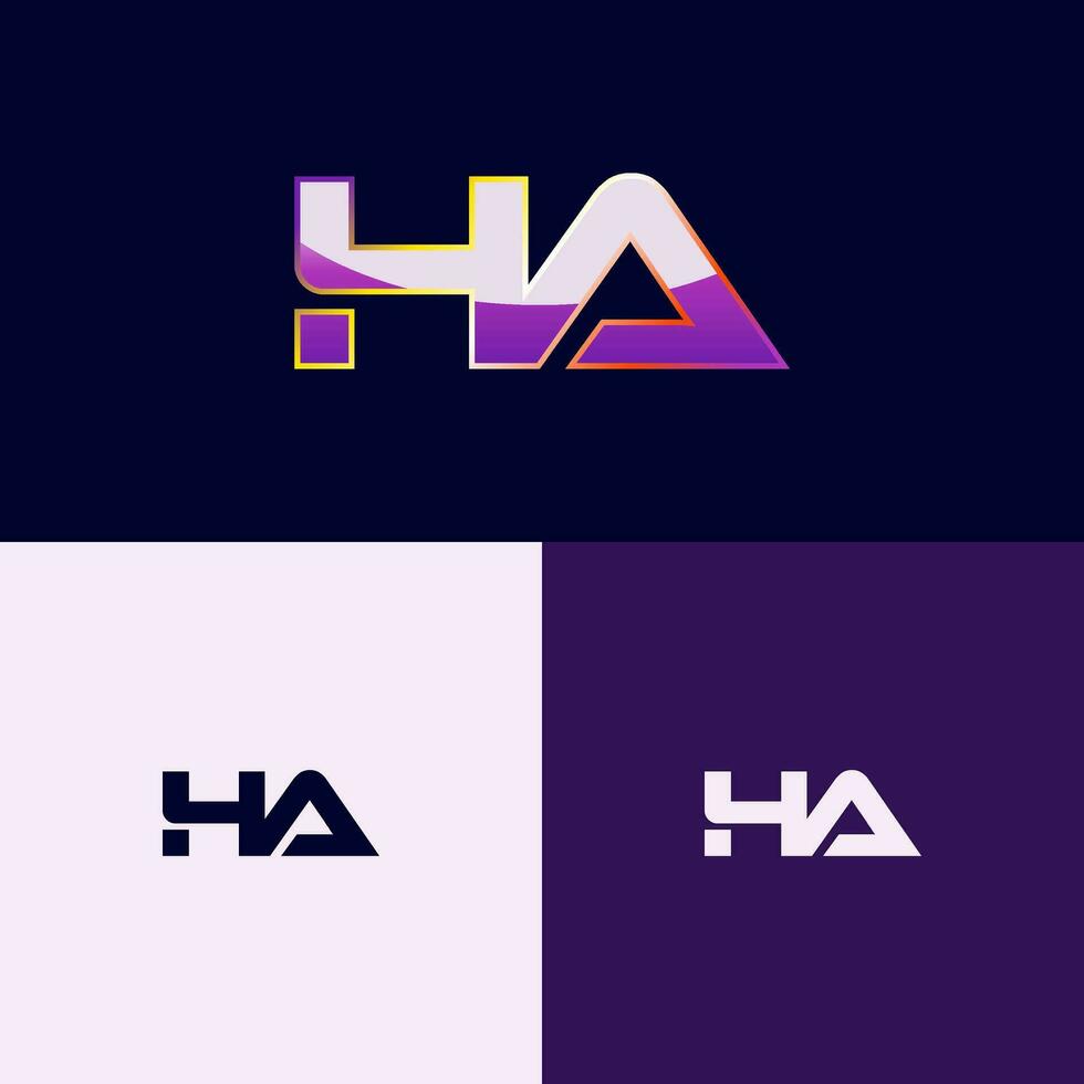 ha eerste brief logo met helling stijl vector