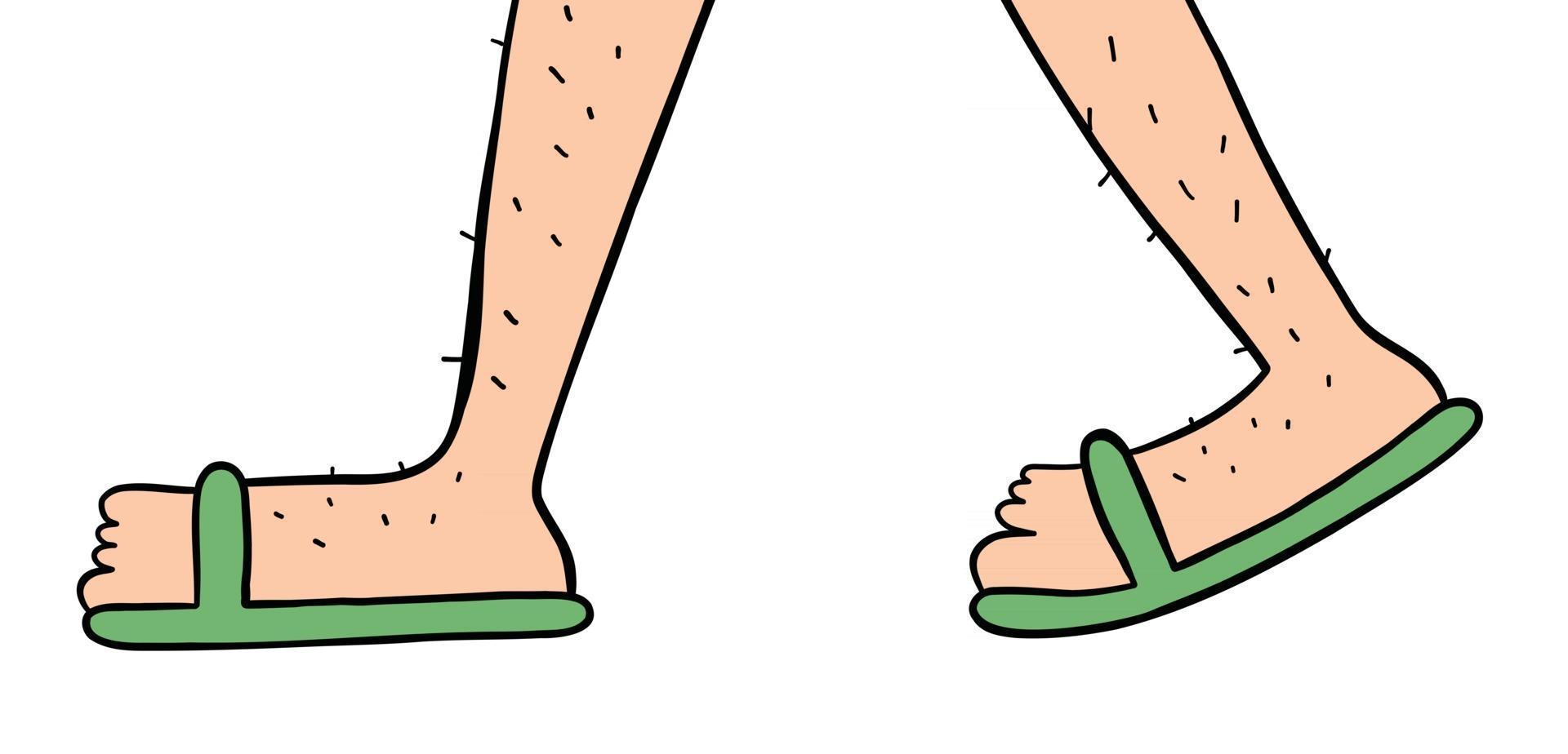 cartoon man lopen met slippers, vectorillustratie vector