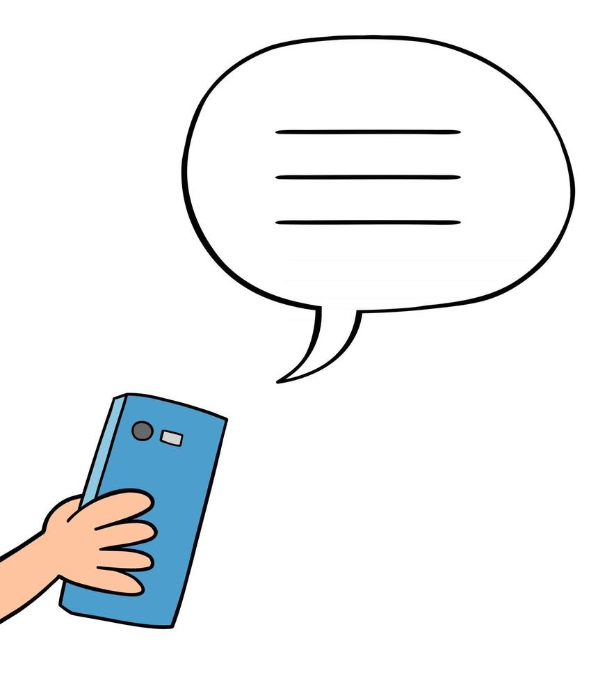 cartoon sms'en op mobiele telefoon, vectorillustratie vector