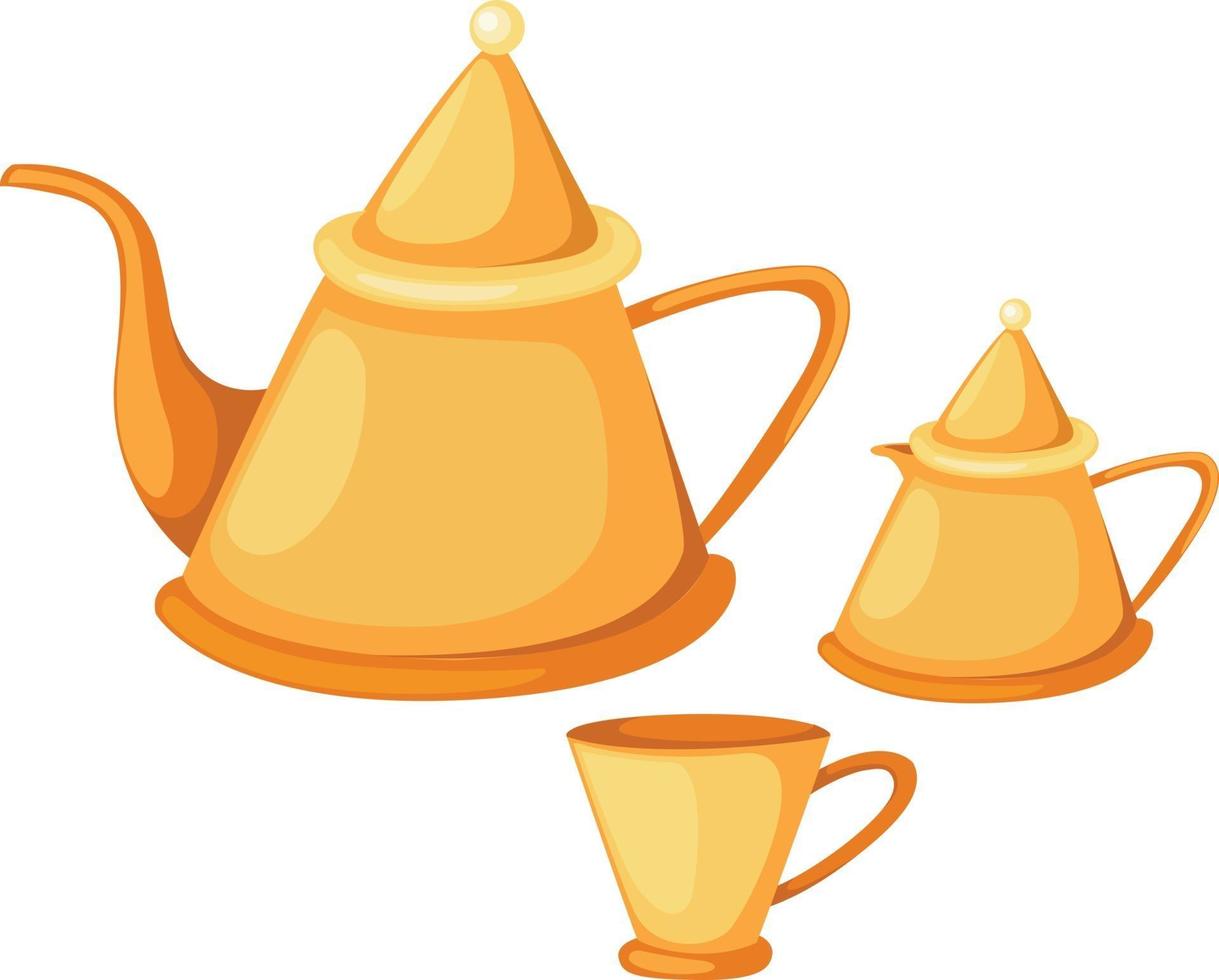 illustratie van geïsoleerde theepot set vector