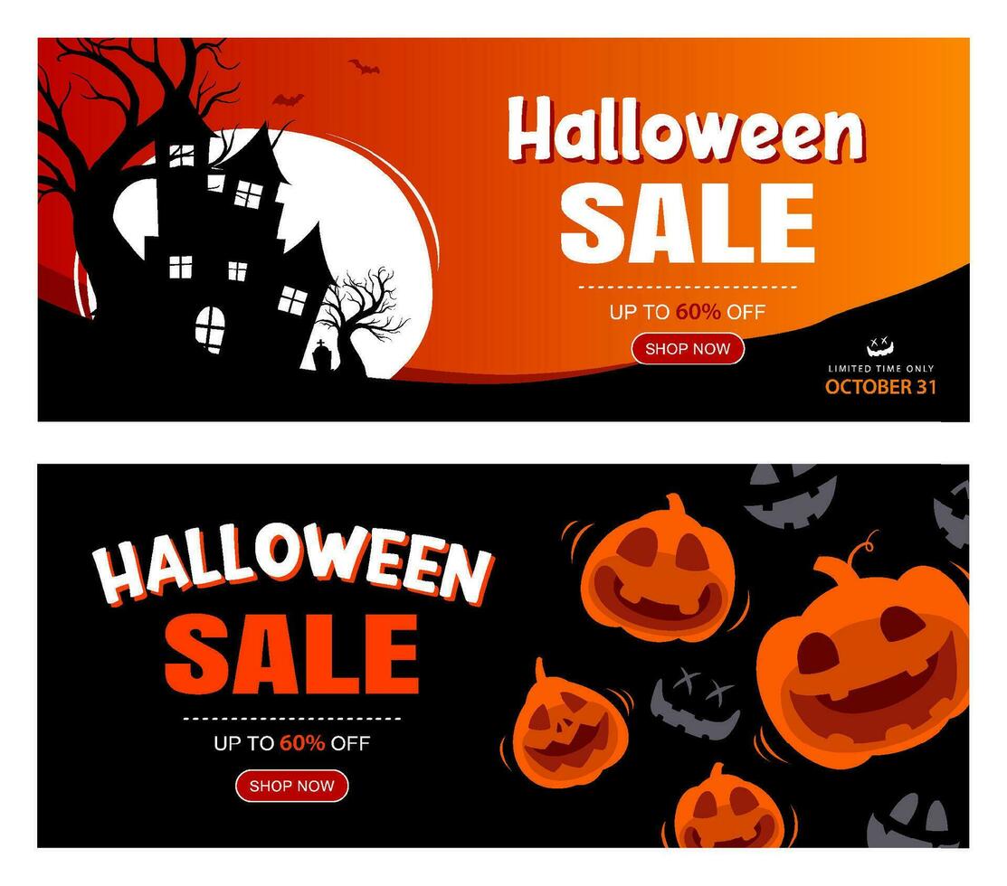halloween uitverkoop banier achtergrond sjabloon. halloween illustratie voor poster, folder, uitverkoop, en allemaal ontwerp. vector
