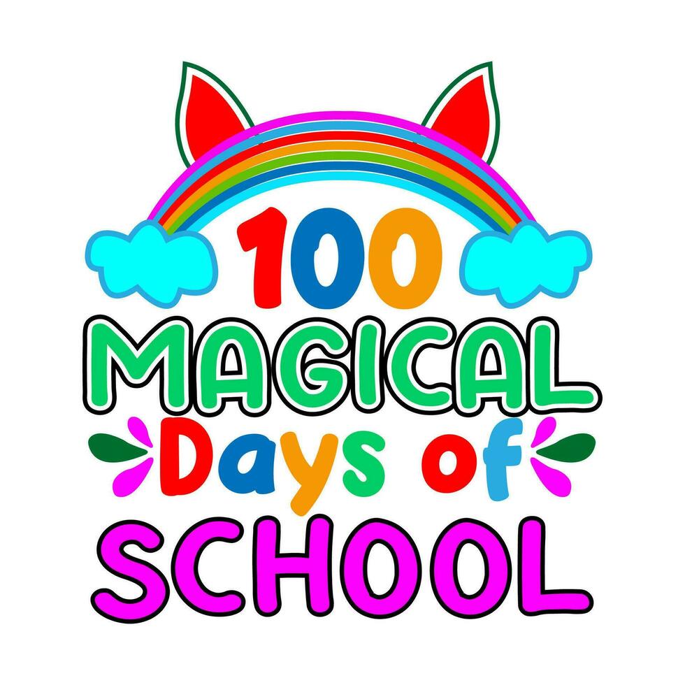 100 magisch dagen van school. 100 dagen school- t-shirt ontwerp. vector