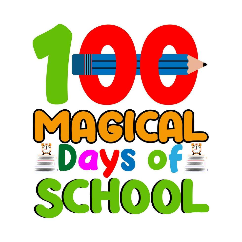 100 magisch dagen van school. 100 dagen school- t-shirt ontwerp. vector
