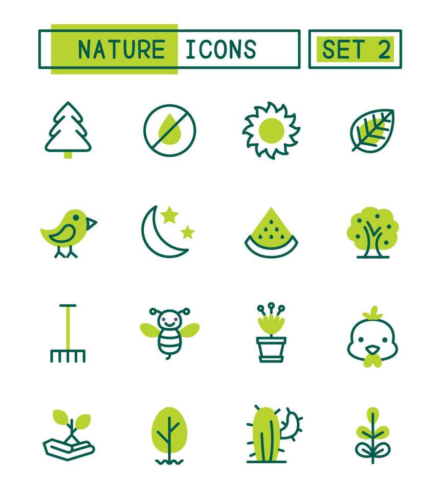 reeks van natuur en milieu pictogrammen vector