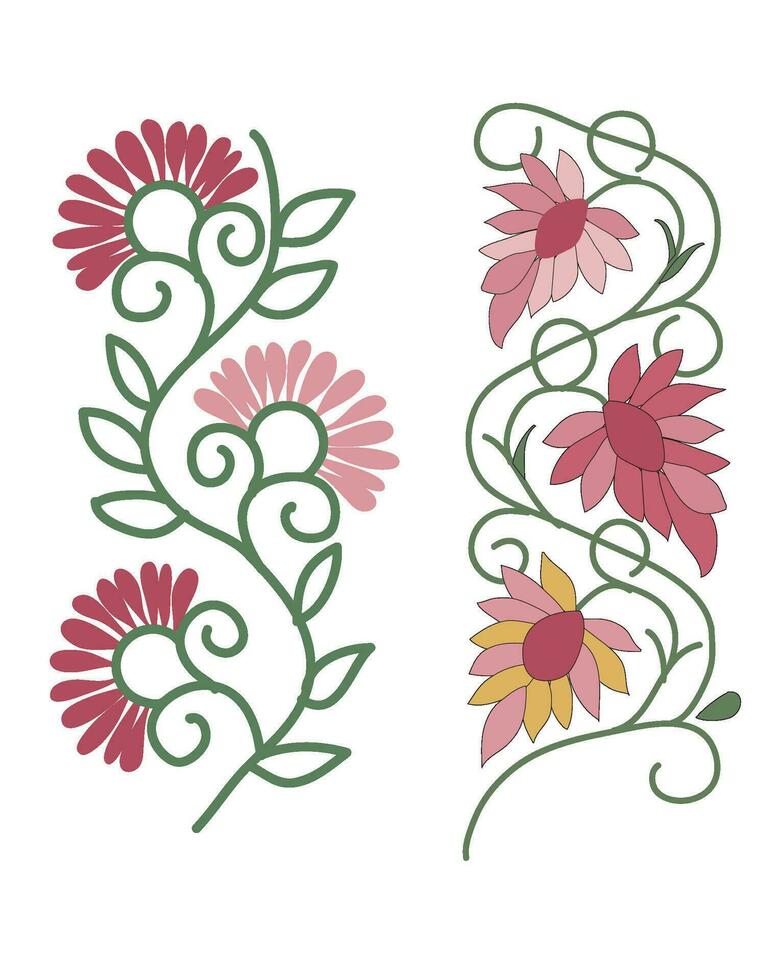 bloemen wijnoogst borduurwerk patroon vector