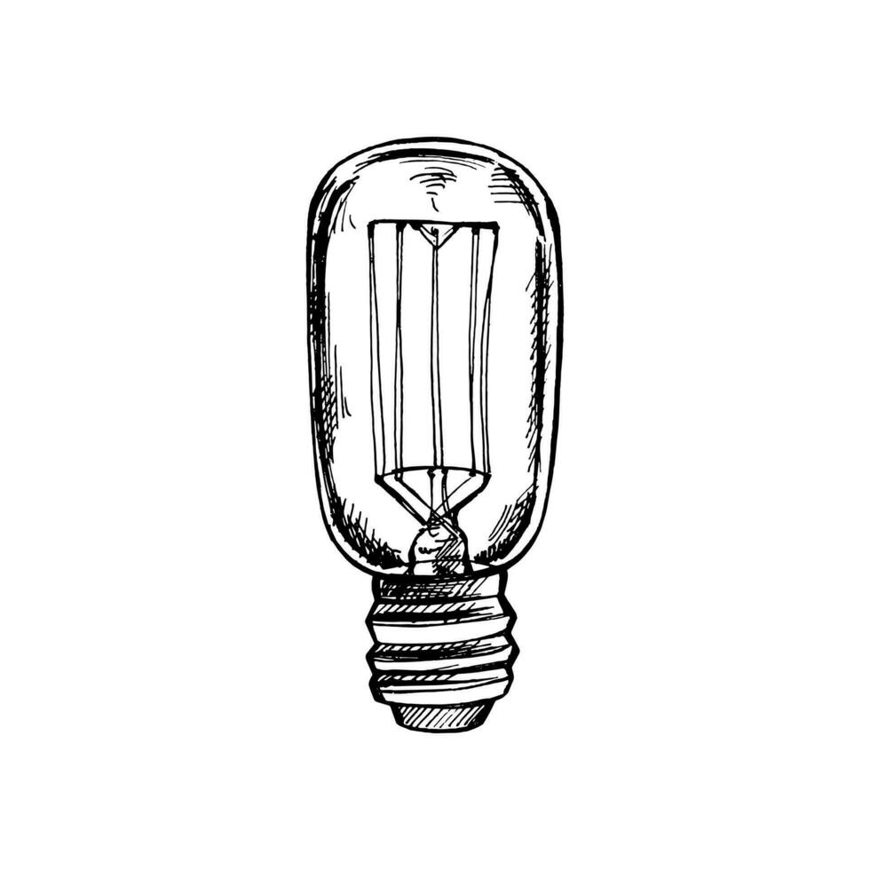 hand getekend schetsen van elektrisch licht lamp. tekening icoon. vector illustratie.