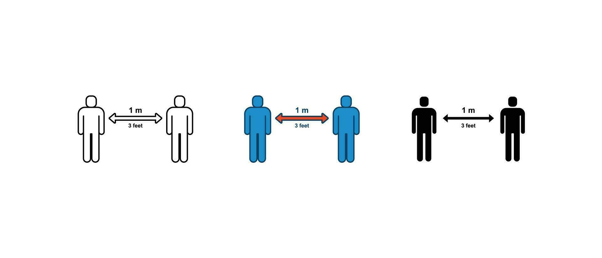 sociaal afstand nemen. houden uw een meter afstand tussen mensen. coronavirus het voorkomen infographic teken. houden de 1 meter afstand icoon. vector illustratie. ontwerp Aan wit achtergrond. eps 10.