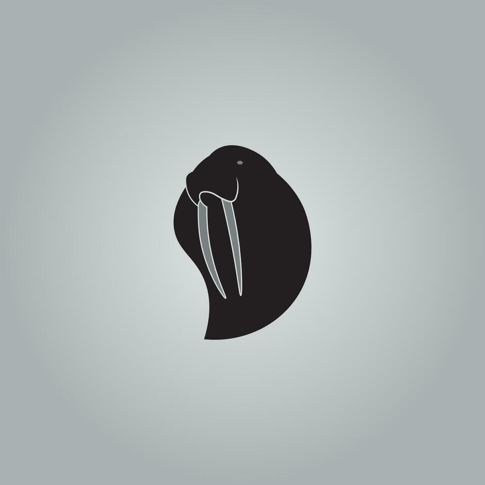 walrus hoofd logo ontwerp vector