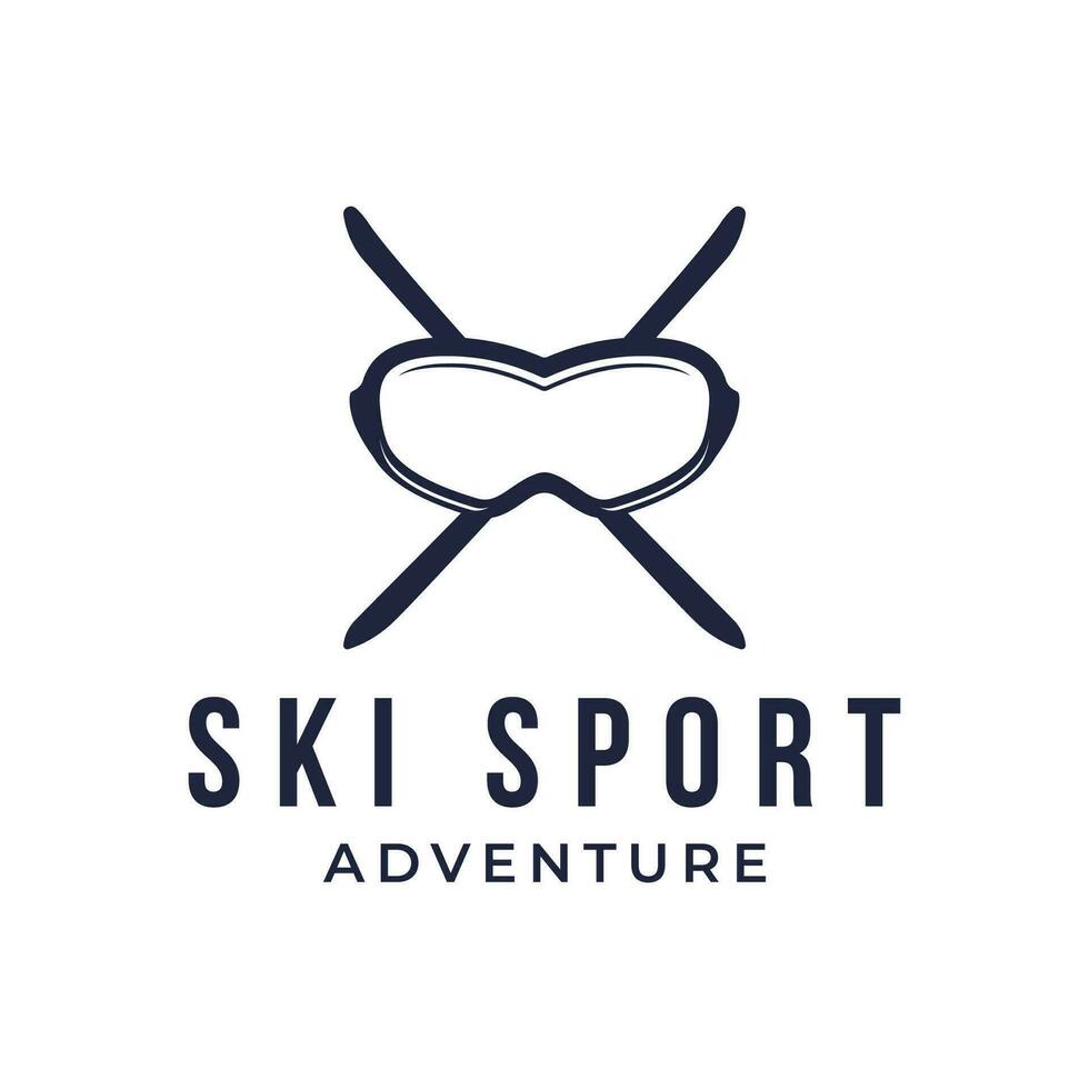 retro ski sport sjabloon logo element Aan wijnoogst winter, met skis en berg.logo voor ski sport, club, insigne en label. vector