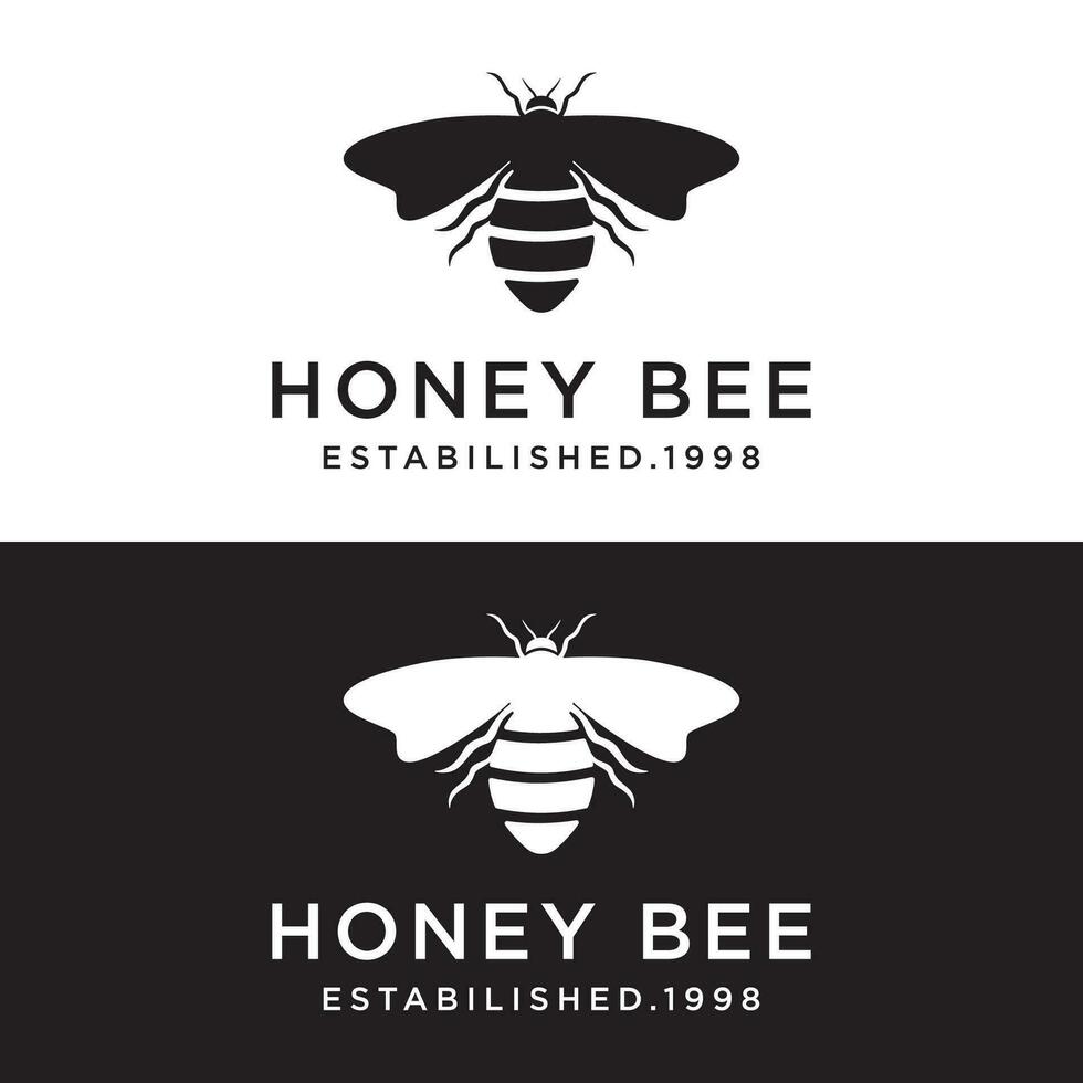 biologisch honing bij retro logo ontwerp. logo voor honing winkel, label, bedrijf. vector