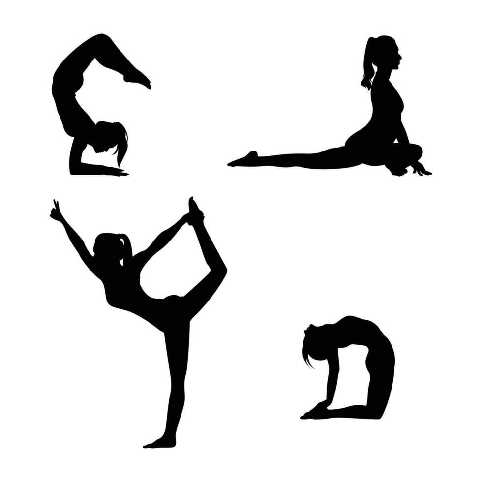 yoga poses silhouet vector illustratie