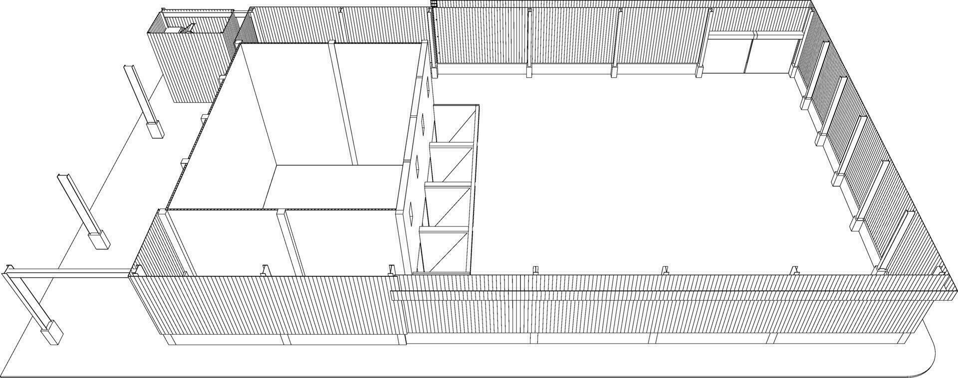 3d illustratie van industrieel gebouw vector