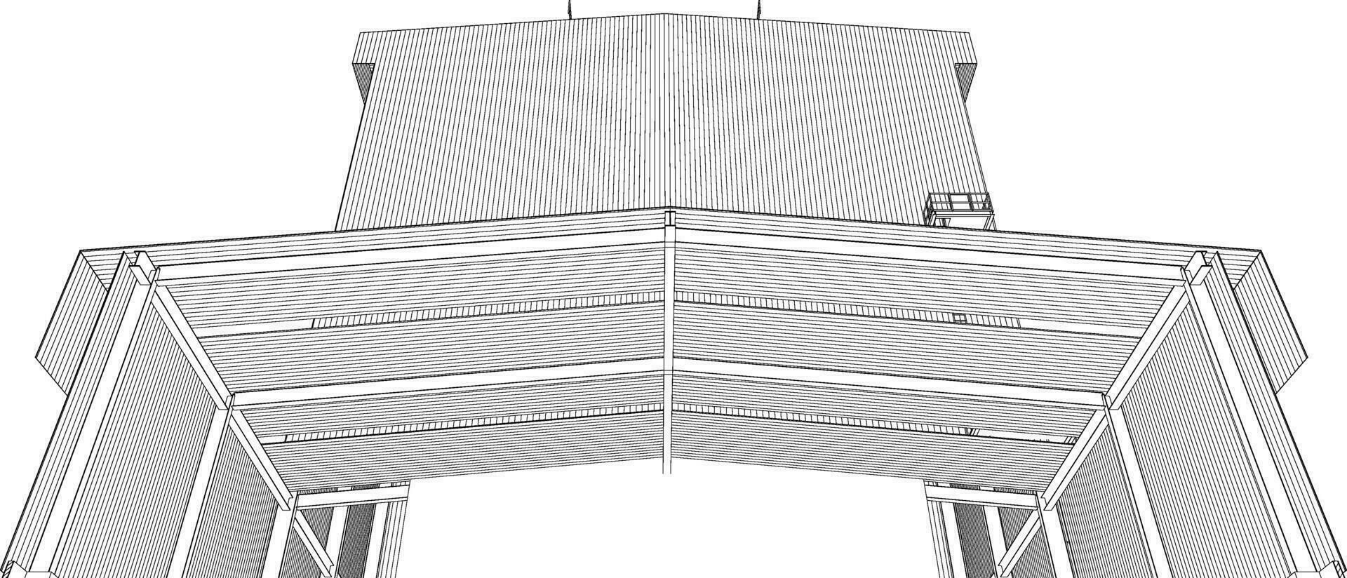 3d illustratie van industrieel gebouw vector