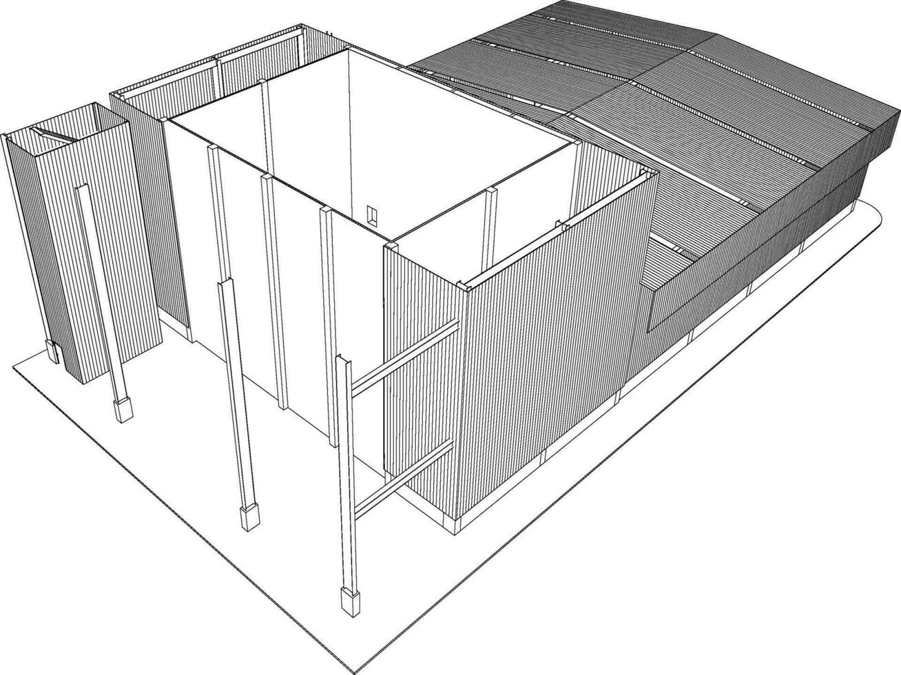 3d illustratie van industrieel gebouw vector