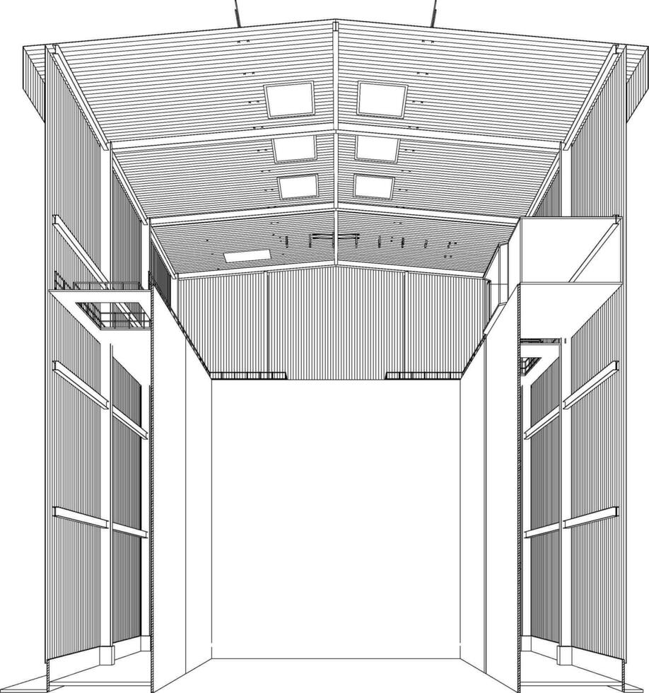 3d illustratie van industrieel gebouw vector