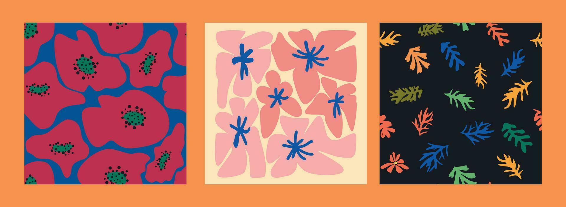 modern modieus matisse bloem minimaal stijl. reeks van 3 matisse geïnspireerd muur kunst affiches, brochure, folder Sjablonen vector