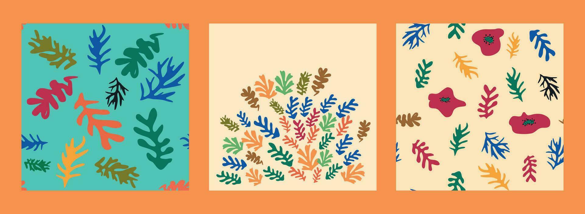 modern modieus matisse bloem minimaal stijl. reeks van 3 matisse geïnspireerd muur kunst affiches, brochure, folder Sjablonen vector