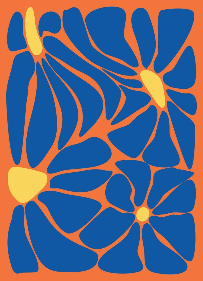 modern modieus matisse minimaal stijl. abstract groovy bloemen affiches. hedendaags botanisch achtergrond, modern afdrukken bloemen element vector