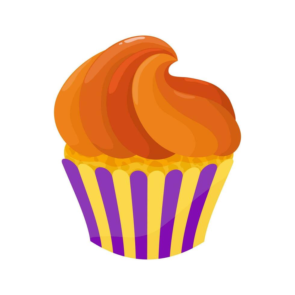 een koekje met oranje glimmertjes Aan top. zoet vakantie gebakken goederen. vector illustratie.