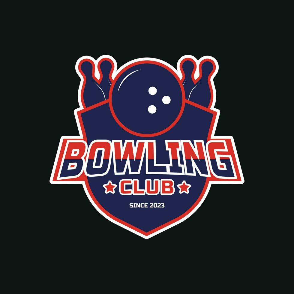 bowling club logo ontwerp sjabloon met embleem voor sport team bowling vector