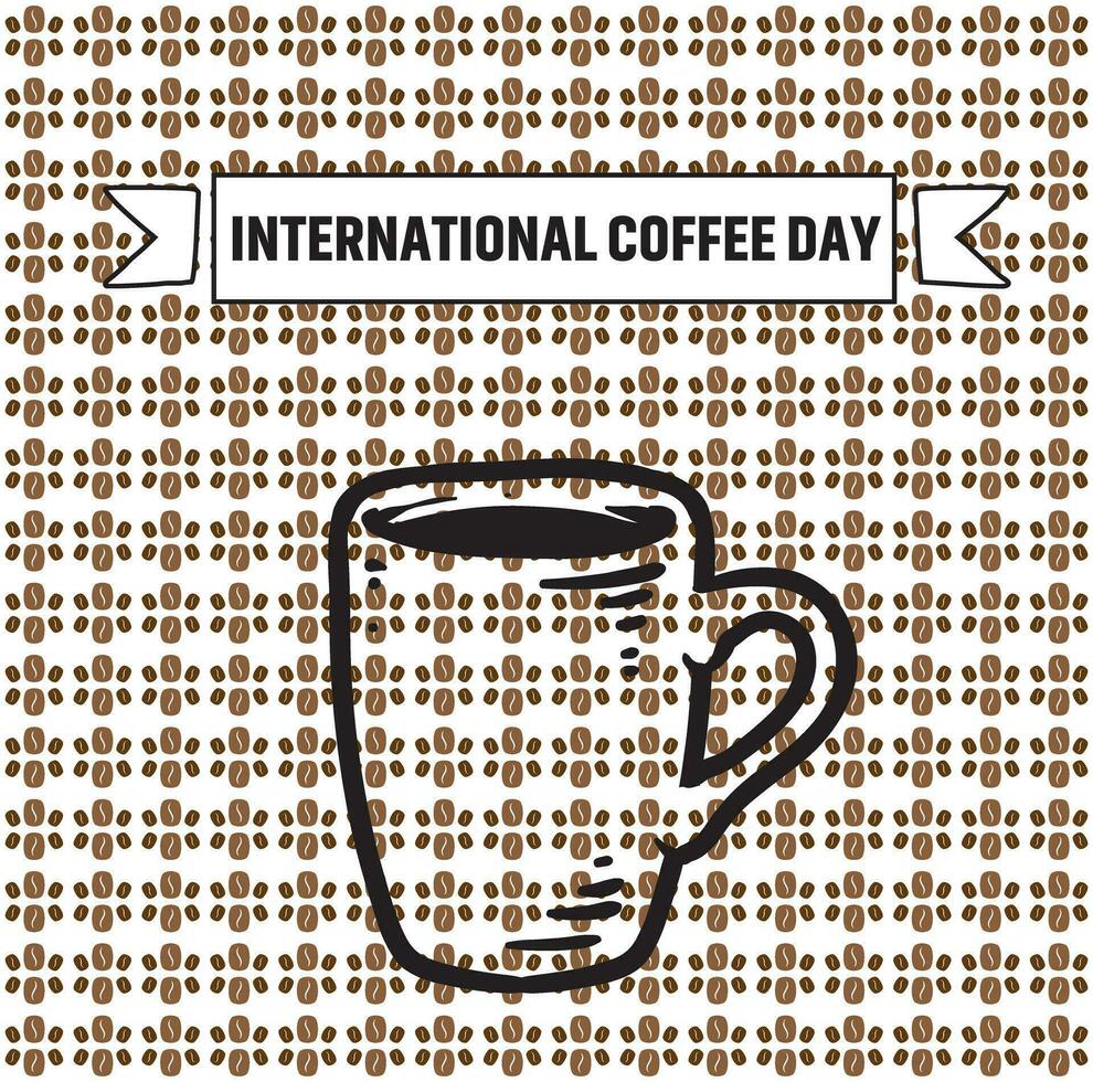 reclame poster van twee koffie cups met koffie vliegend en bonen, koffie kop sociaal media na, koffie kop advertenties ontwerp in een creatief manier vector