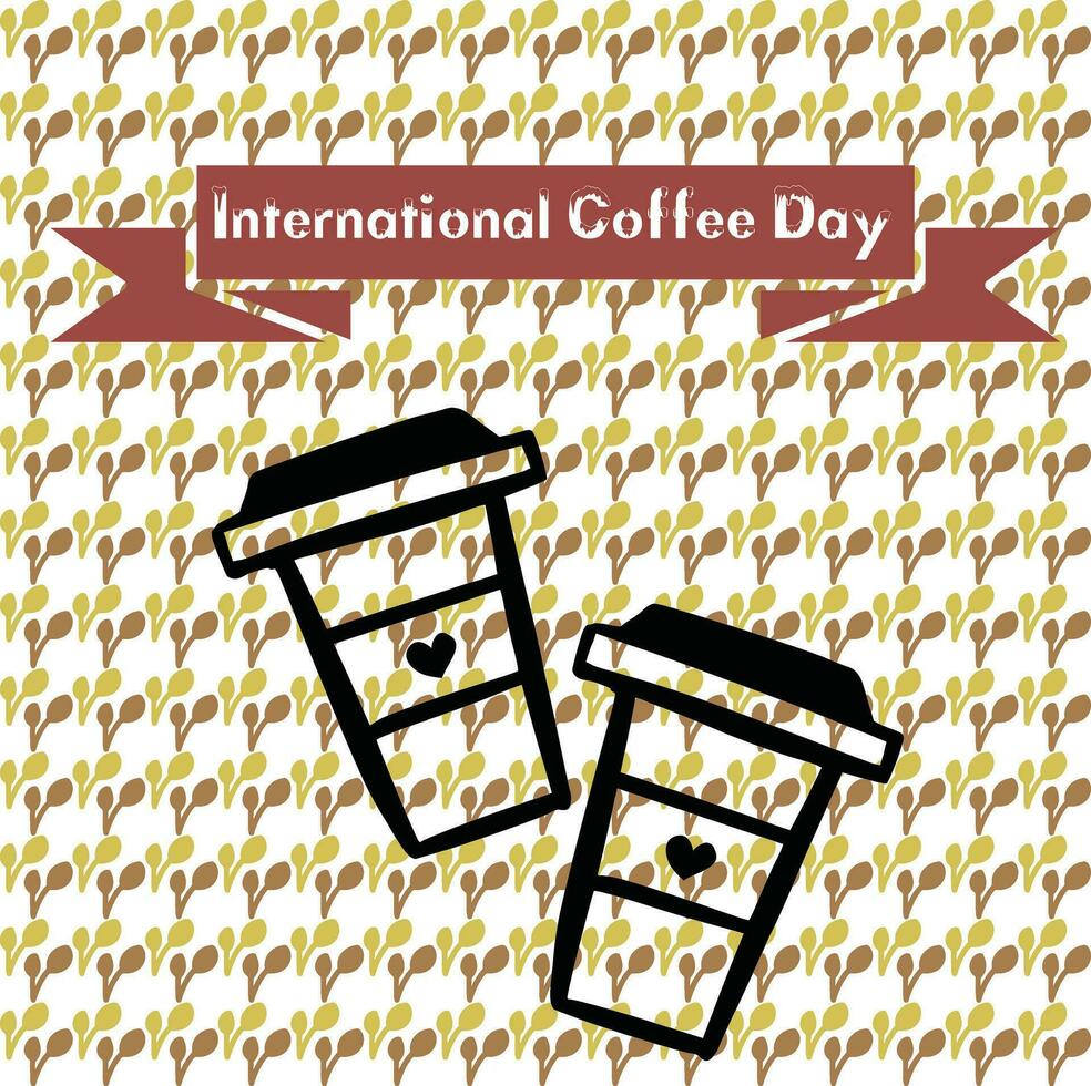 reclame poster van twee koffie cups met koffie vliegend en bonen, koffie kop sociaal media na, koffie kop advertenties ontwerp in een creatief manier vector
